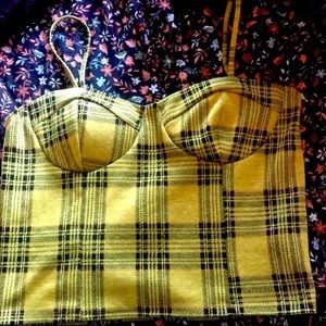 Striped yellow and black crop top